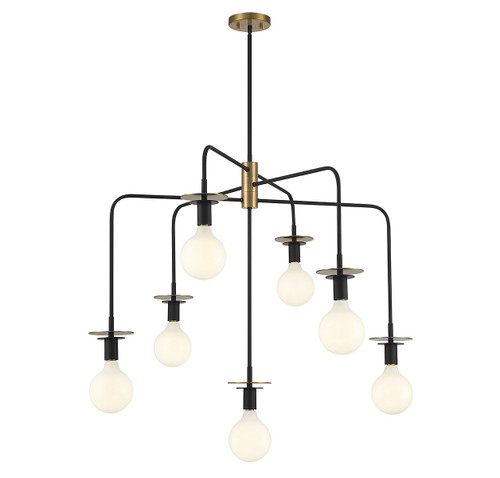 Lighting One E - V6-L1-6005-7-143 - Seven Light Chandelier - Godfrey - Matte Black w/ Warm Brass