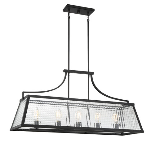 Lighting One E - V6-L1-6841-5-89 - Five Light Linear Chandelier - Elias - Matte Black