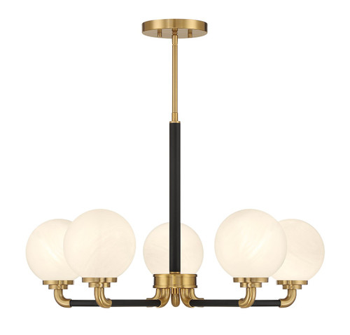 Lighting One E - V6-L1-9605-5-143 - Five Light Chandelier - Dresden - Matte Black w/ Warm Brass