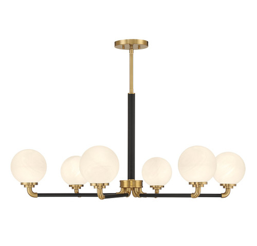 Lighting One E - V6-L1-9606-6-143 - Six Light Chandelier - Dresden - Matte Black w/ Warm Brass