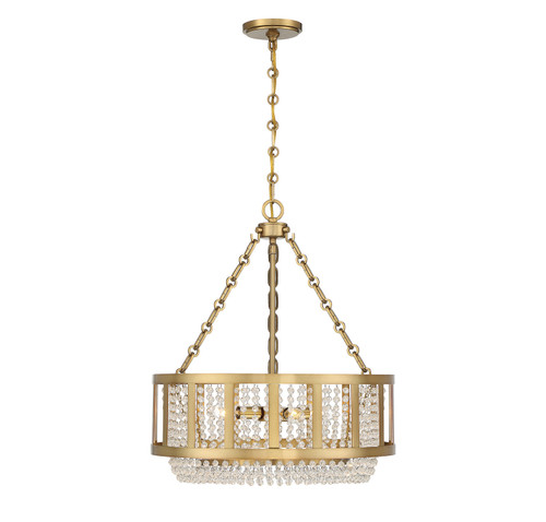 Lighting One E - V6-L7-3201-4-322 - Four Light Pendant - Mancini - Warm Brass