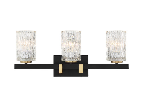 Lighting One E - V6-L8-3601-3-143 - Three Light Bathroom Vanity - Keene - Matte Black w/ Warm Brass