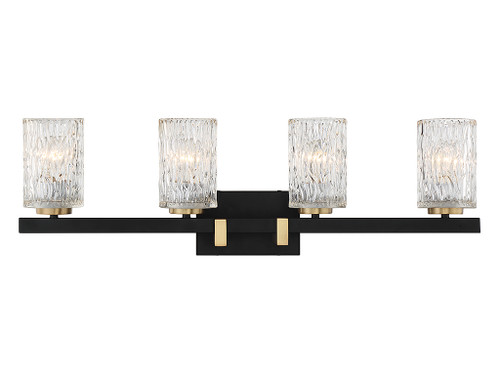 Lighting One E - V6-L8-3601-4-143 - Four Light Bathroom Vanity - Keene - Matte Black w/ Warm Brass