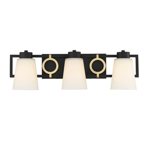 Lighting One E - V6-L8-4450-3-143 - Three Light Bathroom Vanity - Russo - Matte Black w/ Warm Brass