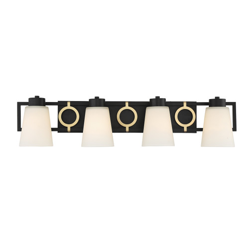 Lighting One E - V6-L8-4450-4-143 - Four Light Bathroom Vanity - Russo - Matte Black w/ Warm Brass