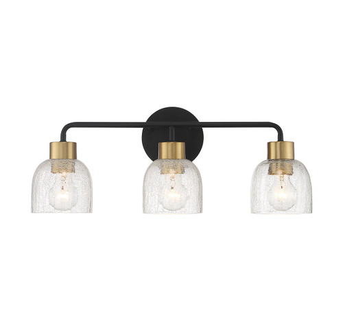 Lighting One E - V6-L8-5900-3-143 - Three Light Bathroom Vanity - Flagler - Matte Black w/ Warm Brass