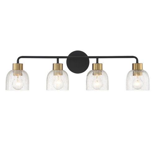 Lighting One E - V6-L8-5900-4-143 - Four Light Bathroom Vanity - Flagler - Matte Black w/ Warm Brass