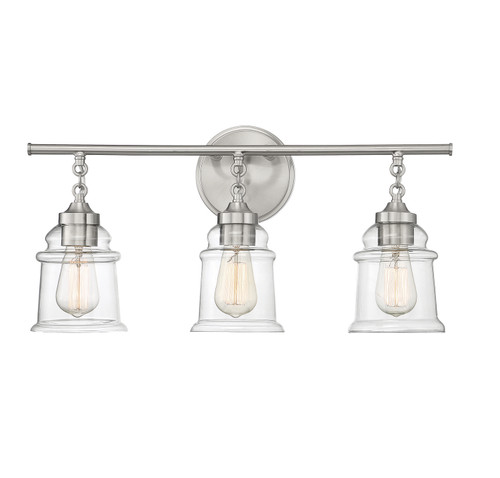 Lighting One E - V6-L8-8055-3-SN - Three Light Bathroom Vanity - Fuller - Satin Nickel