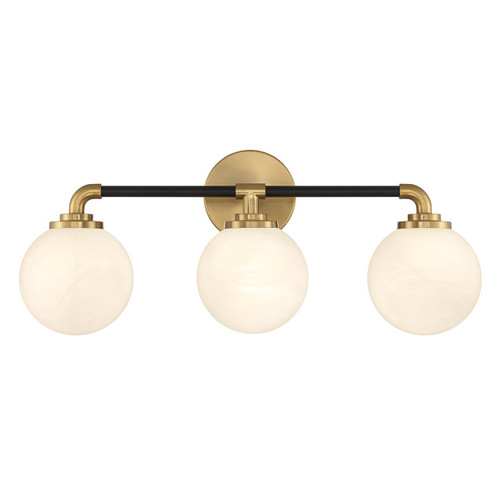 Lighting One E - V6-L8-9604-3-143 - Three Light Bathroom Vanity - Dresden - Matte Black w/ Warm Brass