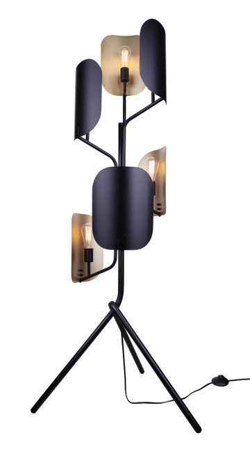 Canarm - IFL2280B67BKG - Six Light Floor Lamp - Zyric - Matte Black & Painted Gold