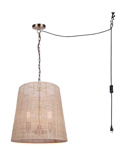 Canarm - IPL2270B03GD18 - Three Light Pendant - Manille - Gold + Natural Rattan