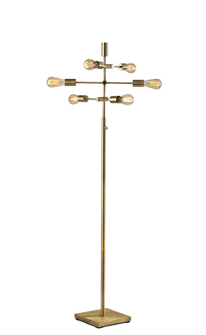 Adesso Home - 3790-21 - Six Light Floor Lamp - Sputnik - Antique Brass
