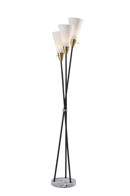 Adesso Home - 4336-01 - Three Light Torchiere - Dixon - Black W. Antique Brass
