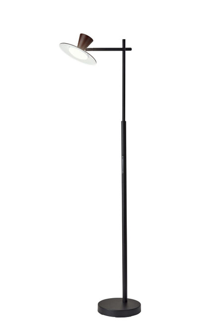 Adesso Home - 5181-01 - LED Floor Lamp - Elmore - Black W. Walnut Wood