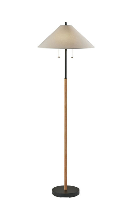 Adesso Home - 5184-12 - Two Light Floor Lamp - Palmer - Black & Natural Wood