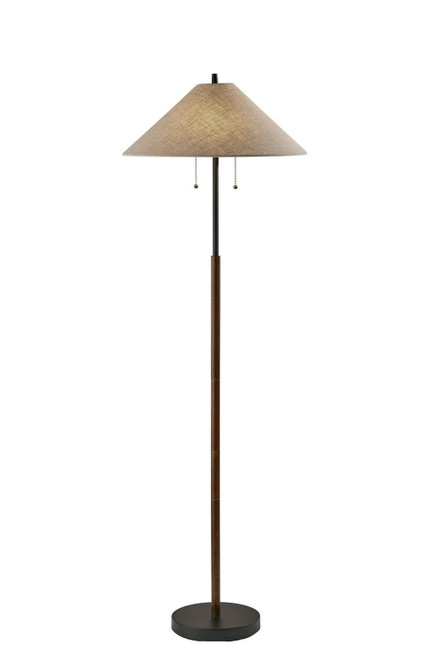 Adesso Home - 5184-15 - Two Light Floor Lamp - Palmer - Black & Walnut Wood