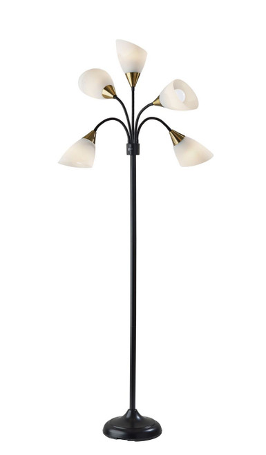 Adesso Home - 7205-01 - Five Light Floor Lamp - 5 Light - Black W. Antique Brass