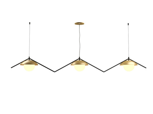 Accord Lighting - 1516.49 - Three Light Pendant - Oyster - Organic Gold