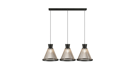 Accord Lighting - 1538.44 - Three Light Pendant - Corda - Charcoal