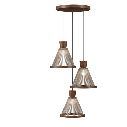 Accord Lighting - 1541.06 - Three Light Pendant - Corda - Imbuia