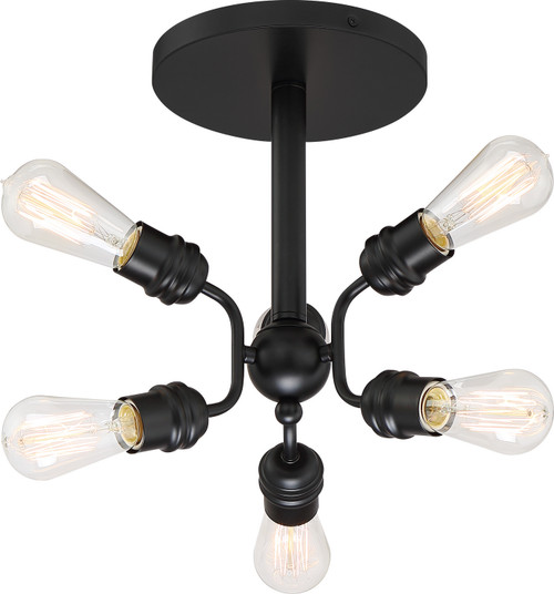 Nuvo Lighting - 60-6916 - Six Light Semi Flush Mount - Faraday - Black