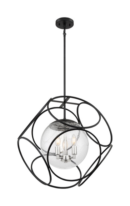 Nuvo Lighting - 60-6937 - Three Light Pendant - Aurora - Black / Polished Nickel