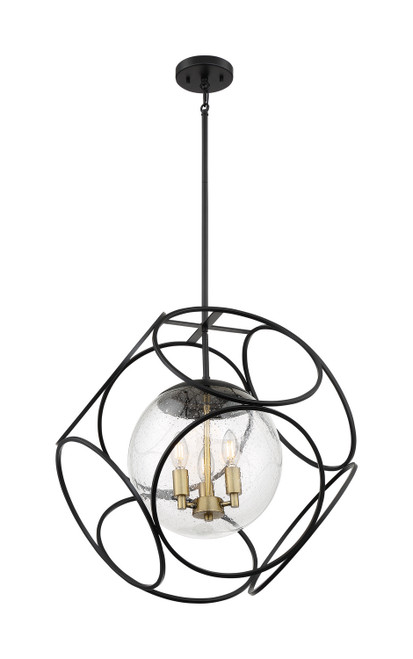 Nuvo Lighting - 60-6947 - Three Light Pendant - Aurora - Black / Vintage Brass