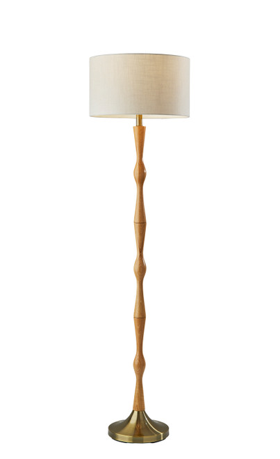 Adesso Home - 1577-12 - Floor Lamp - Eve - Natural Oak Wood W. Antique Brass