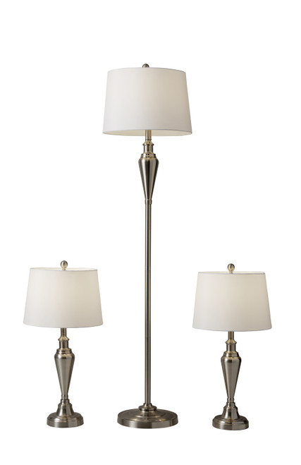 Adesso Home - 1583-22 - 3 Piece Floor And Table Lamp Set - Glendale - Brushed Steel