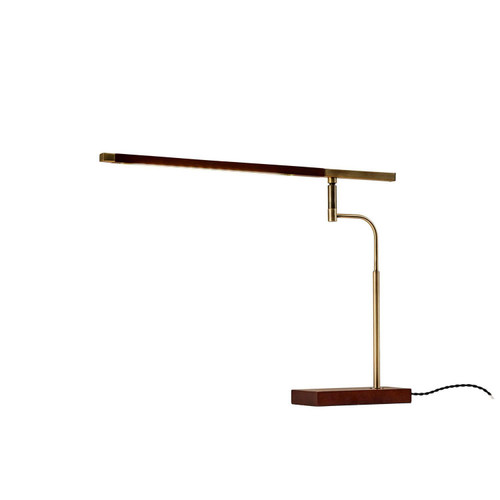 Adesso Home - 3046-15 - LED Desk Lamp - Barrett - Walnuted Ash Wood W. Antique Brass