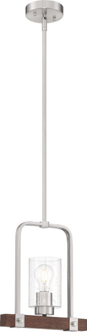 Nuvo Lighting - 60-6965 - One Light Mini Pendant - Arabel - Brushed Nickel / Nutmeg Wood