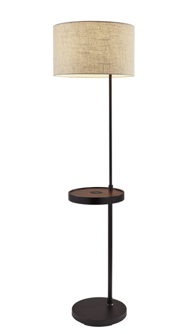Adesso Home - 3691-01 - Floor Lamp - Oliver - Matte Black/Walnut Wood