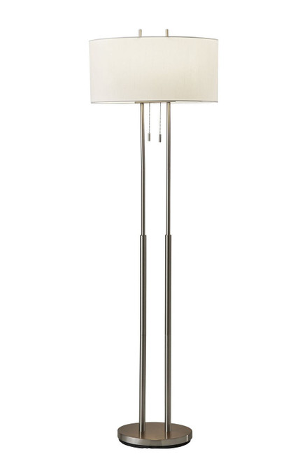 Adesso Home - 4016-22 - Two Light Floor Lamp - Duet - Brushed Steel