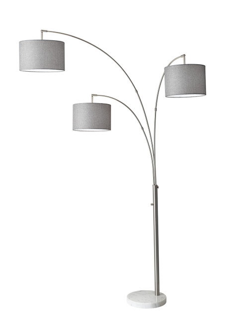 Adesso Home - 4250-22 - Three Light Floor Lamp - Bowery - Brushed Steel