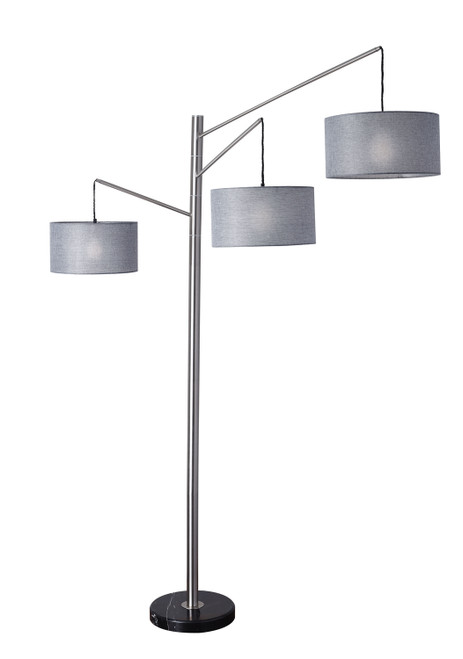 Adesso Home - 4255-22 - Three Light Floor Lamp - Wellington - Brushed Steel