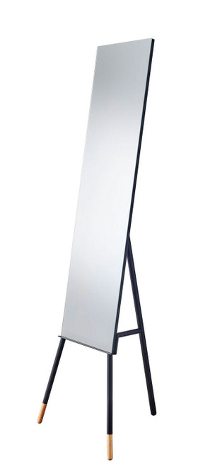 Adesso Home - WK6287-01 - Floor Mirror - Louise - Matte Black W. Natural Wood