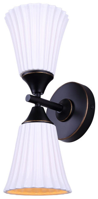 Canarm - IWF2274B02BK - Two Light Wall Sconce - Draven - Matte Black + White
