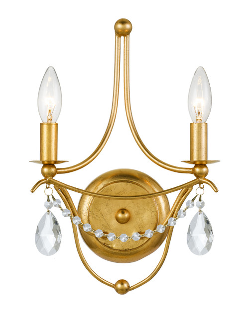 Crystorama - 412-GA-CL-MWP - Two Light Wall Mount - Metro - Antique Gold