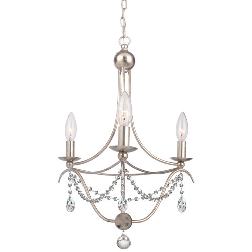 Crystorama - 413-SA-CL-MWP - Three Light Mini Chandelier - Metro - Antique Silver