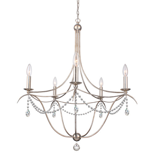 Crystorama - 415-SA-CL-MWP - Five Light Chandelier - Metro - Antique Silver