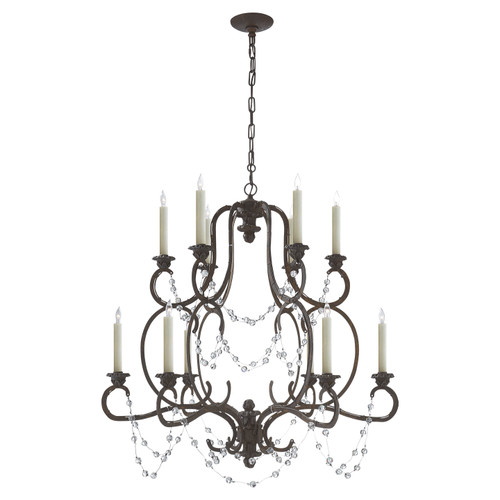Visual Comfort Signature - NW 5006RS-CG - 12 Light Chandelier - Lombardy - Rusted Steel