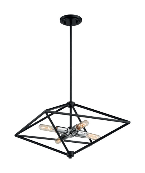 Nuvo Lighting - 60-7008 - Four Light Pendant - Legend - Black / Polished Nickel