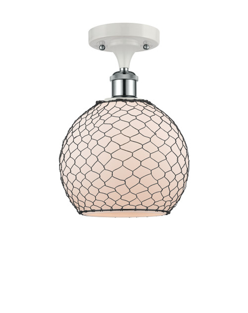 Innovations - 516-1C-WPC-G121-8CBK - One Light Semi-Flush Mount - Ballston - White and Polished Chrome