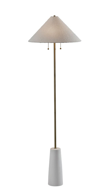 Adesso Home - 3246-02 - Two Light Floor Lamp - Waylon - White & Antique Brass