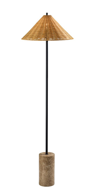 Adesso Home - 3296-01 - Floor Lamp - Rayne - Natural Rattan Brown Marble Base With Black