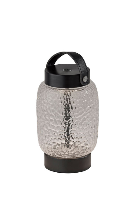 Adesso Home - 3343-01 - LED Table Lamp - Cassius - Clear Texture Glass Black Finsh Black Leather