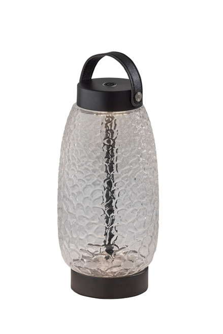 Adesso Home - 3345-01 - LED Table Lamp - Cassius - Clear Texture Glass Black Finsh Black Leather