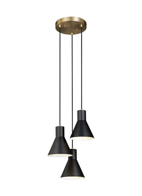 Generation Lighting - 5141303EN3-848 - Three Light Cluster Pendant - Towner - Satin Brass