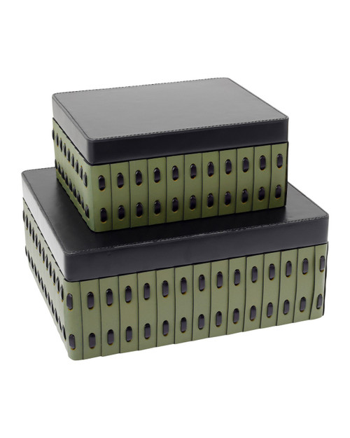 Currey and Company - 1200-1145 - Box Set of 2 - Cuoio - Green / Black