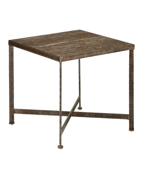 Currey and Company - 4000-0275 - Side Table - Ampleur - Rustic Bronze / Natural